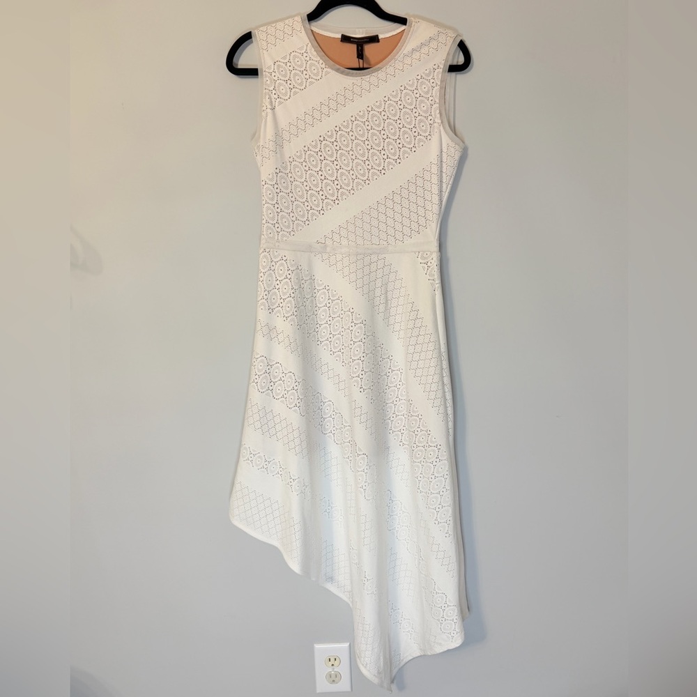 BCBGMAXAZRIA Tracie White Eyelet Asymmetrical Dress NWT Size S
